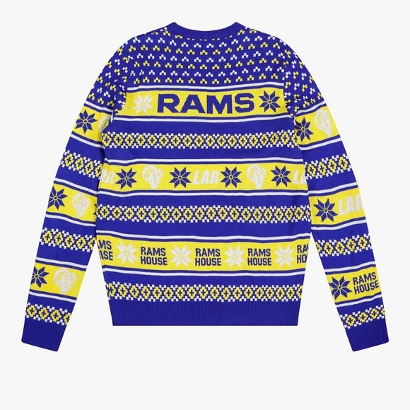 Los Angeles Rams Ugly Christmas Sweater NEW XL Blue Yellow FOCO NFL Football - Picture 3 of 6